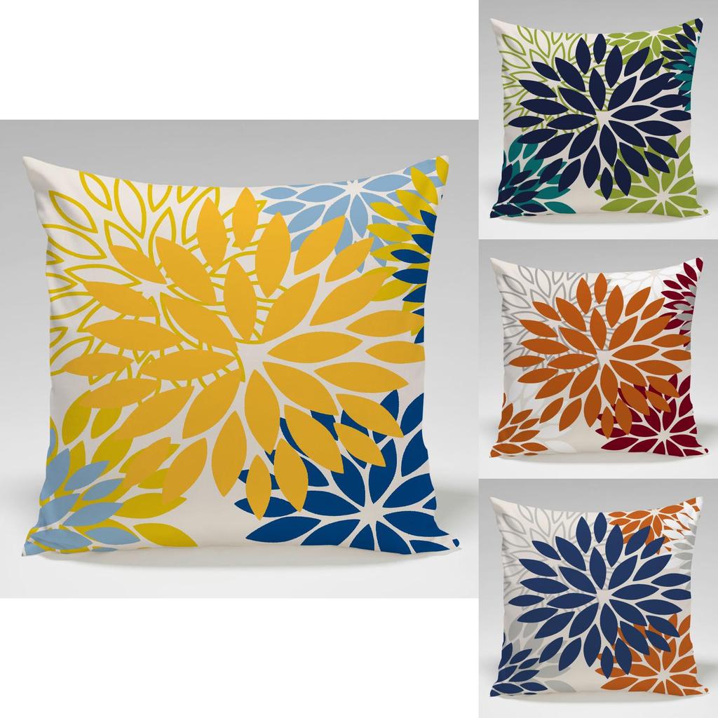 Colorful Flower Pillowcase Polyester Fabric Modern Style Living Room Accent