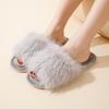 Мохнатые хлопковые тапочки с рыбьим ртом, домашние плюшевые тапочки, комнатные открытые мохнатые тапочки