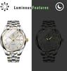 Часы Precision Steel Analog Copy Watch Men Светящиеся часы с датой и днем недели Водонепроницаемые часы с удобным для чтения циферблатом из нержавеющей стали с регулируемым уровнем, серебристые