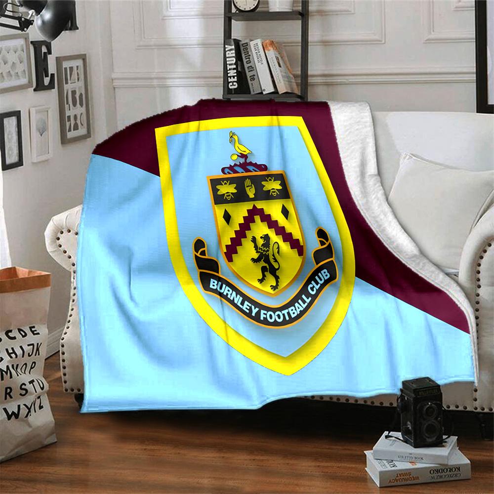 Football Club Burnley Flannel Blanket, Soft Polyester, Modern Design, All-Season for Camping, Travel, Gifts for holidays or birthdays