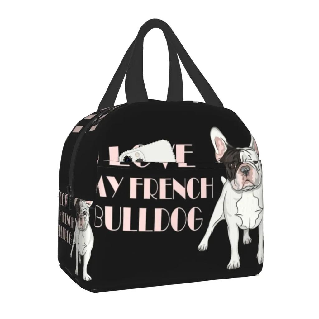 Frenchie Французский бульдог Утепленные сумки для обеда для женщин, любителей собак, многоразовый охладитель, термоконтейнер для еды, школьный ланч-бокс