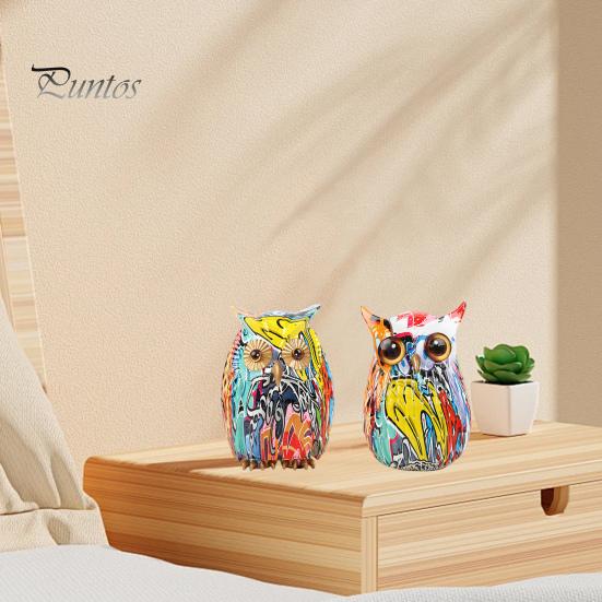 Граффити Сова Фигурка Сова из смолы Украшение для рабочего стола Многоцветная статуя Совы для дома Подставка под телевизор Офисная книжная полка Украшение стола