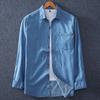 Men's Denim Long-sleeved Shirt. 100% Cotton Summer Fashion Solid Color Breathable and Comfortable Lapel
