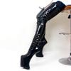 Fashion FHC 22cm Hoof Heelless Thigh High Boots,Women Fetish Pole Dance Shoes,Men Cosplay Crotch Platform Botas,Black,Custom Colors