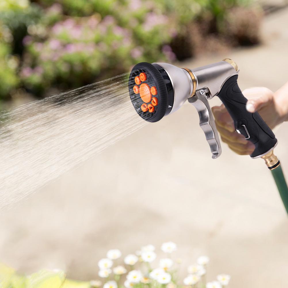 Прочная насадка для шланга, долговечный распылитель для садового шланга, сверхпрочная металлическая насадка для шланга с 9 регулируемыми режимами для полива газона, сада
