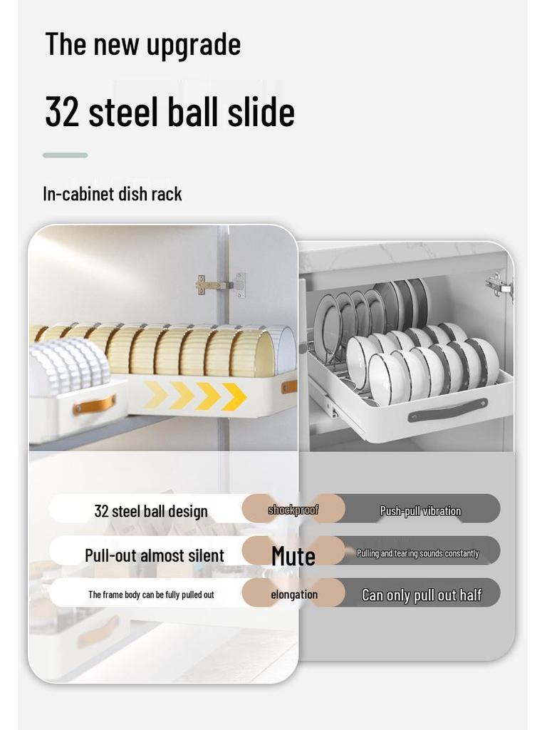 Pull-Out Basket Drawer Dish Rack for Kitchen Cabinet Storage