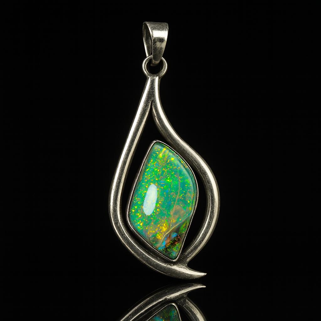CERTIFIED Natural Australian Opal 39.75 Ct 925 Sterling Silver Fancy Pendant