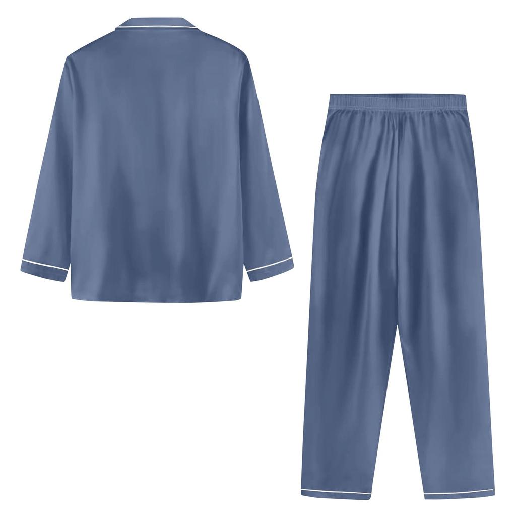 Женский повседневный кардиган с длинным рукавом, пижамный комплект, домашняя одежда из шелка, комплект из двух предметов