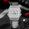 Casio Квадратные часы серии Vintage, водонепроницаемость 50 м, кварцевый механизм, ремешок из нержавеющей стали, мужские часы, белый B640WDG-7