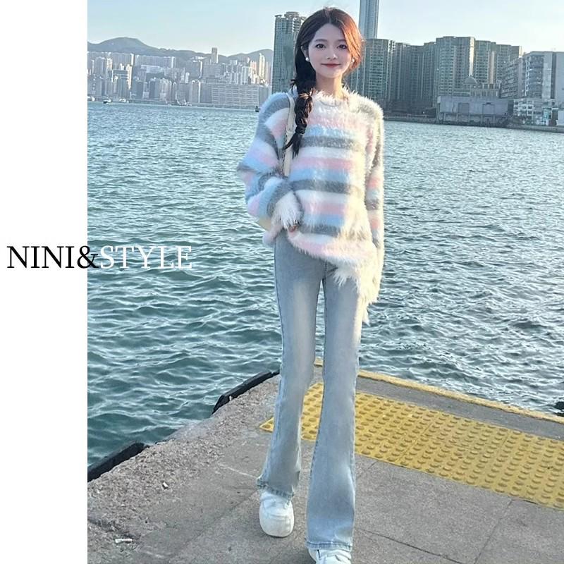 High-Waisted Light Blue Flared Jeans for Tall Women - Summer 2025 Slim-Fit Bell-Bottoms