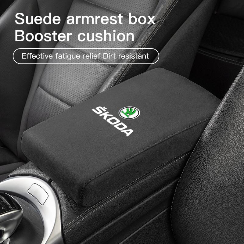 ADV1 Car Armrest Box Pad Suede Handrail Increase Height Mat For Skoda Octavia A5 Mk3 Fabia Kamiq Kodiaq Karoq Rapid Yeti Superb Scala