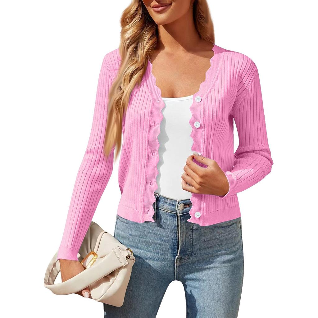 Женская мода V-образный вырез длинный рукав короткий женский вязаный кардиган свитер пальто