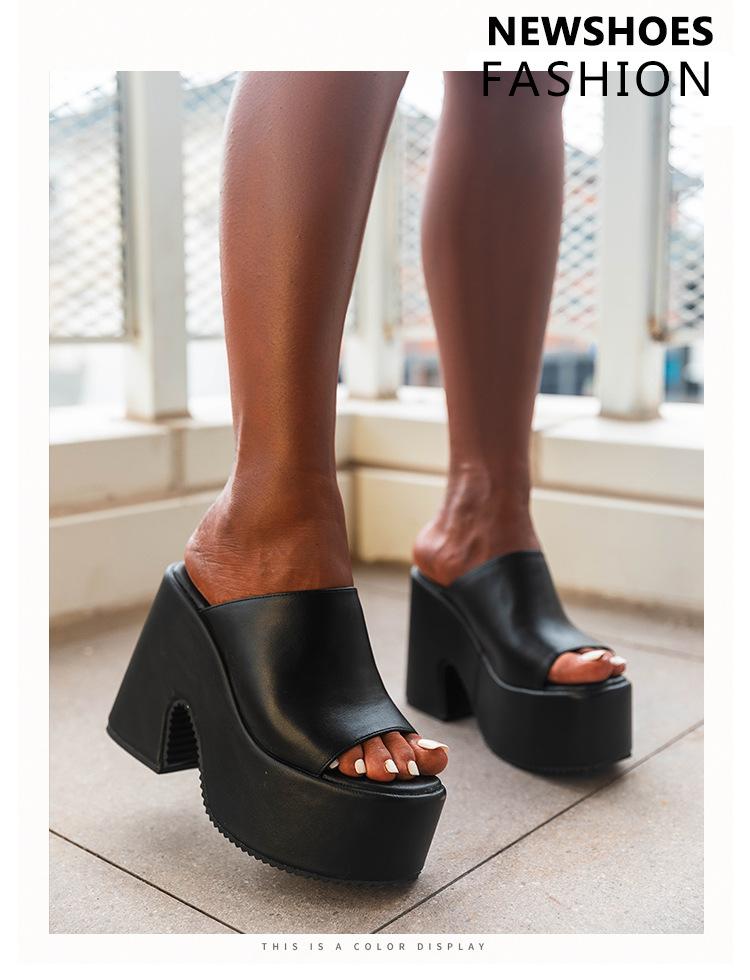 Модная обувь женская летняя готический стиль платформа танкетка шлепанцы модная женская обувь пляжные босоножки с открытым носком большого размера