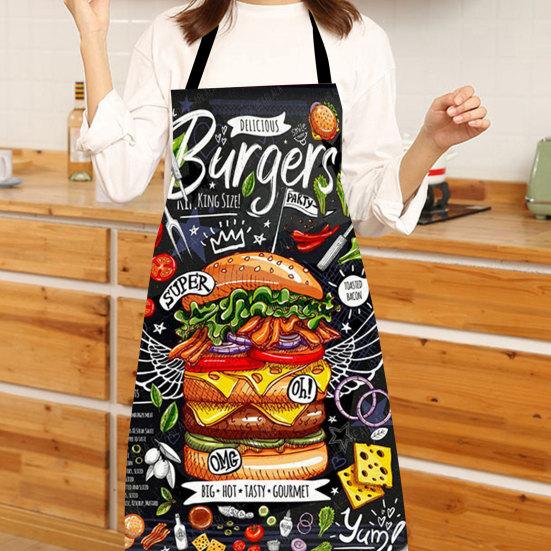 Cooking Apron Sleeveless Comfortable Wearing Clear And Real Image Reusable Anti-stain Waterproof Polyester Pizza Pattern Kitchen Apron Home Supplies