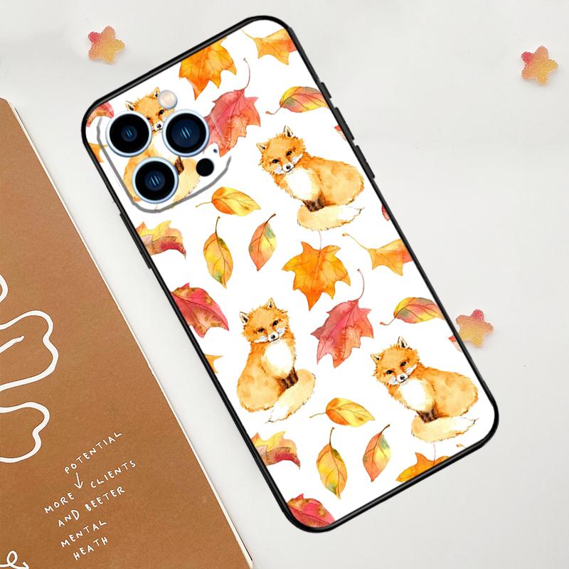 Осенние Листья Падающий Лис Чехол для Телефона Для iPhone 17 Pro Max 11 14 15 16 Pro Max 12 13 mini 16 Plus 16e 17 Air Funda