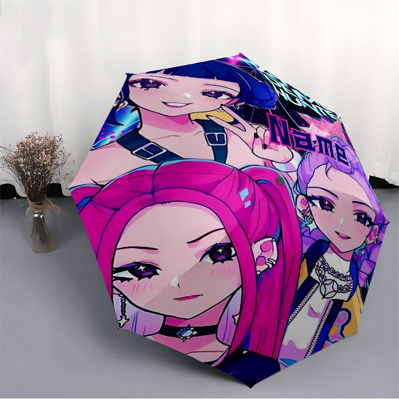 1pc KPop Hunter Custom Name Automatic Folding Umbrella, Durable Plastic & Iron, Lightweight for Outdoor Daily Use S1230027