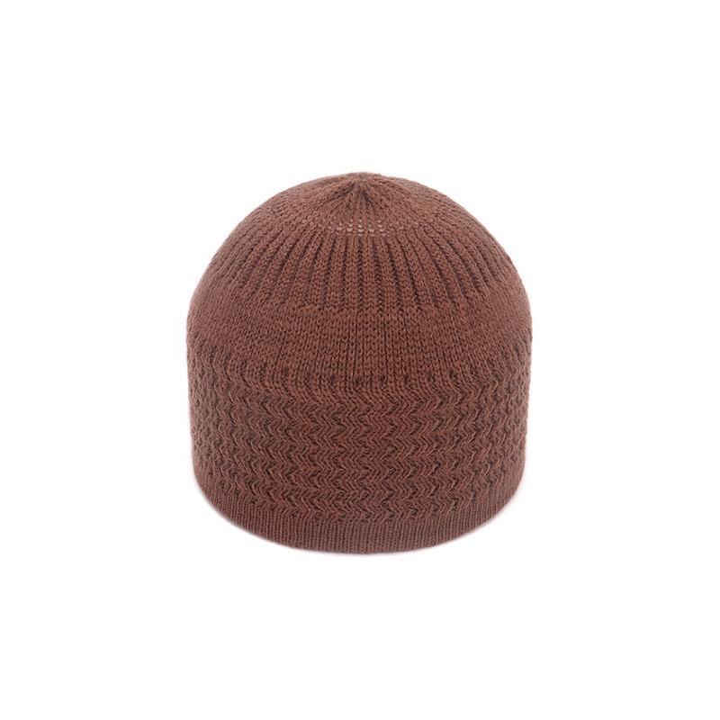 Autumn Winter Hat Hoodie Knitted Hat Men's and Women's Wave Jacquard Neutral Dome Warm Knitted Head Cap