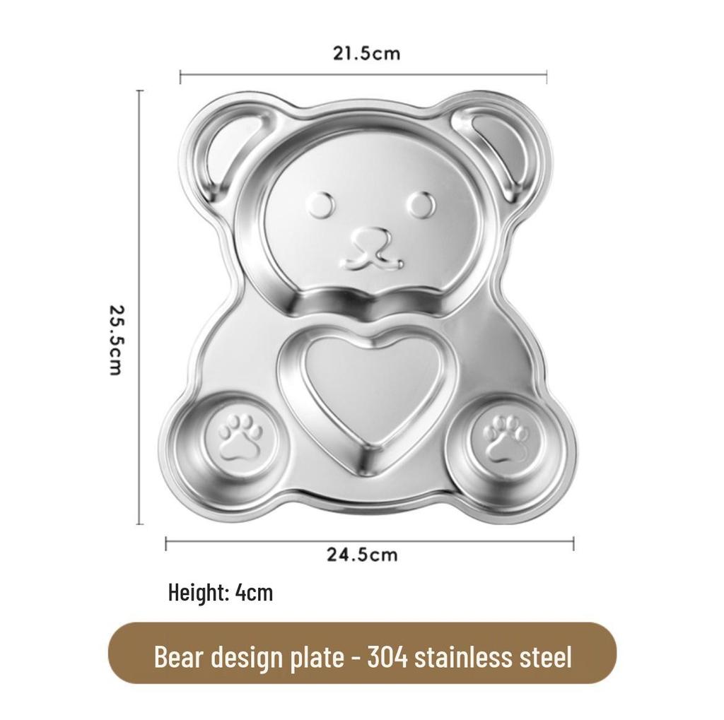 304 Stainless Steel Divided Plate for Children - Ideal for Kids, School Canteens, and Kindergarten Meals