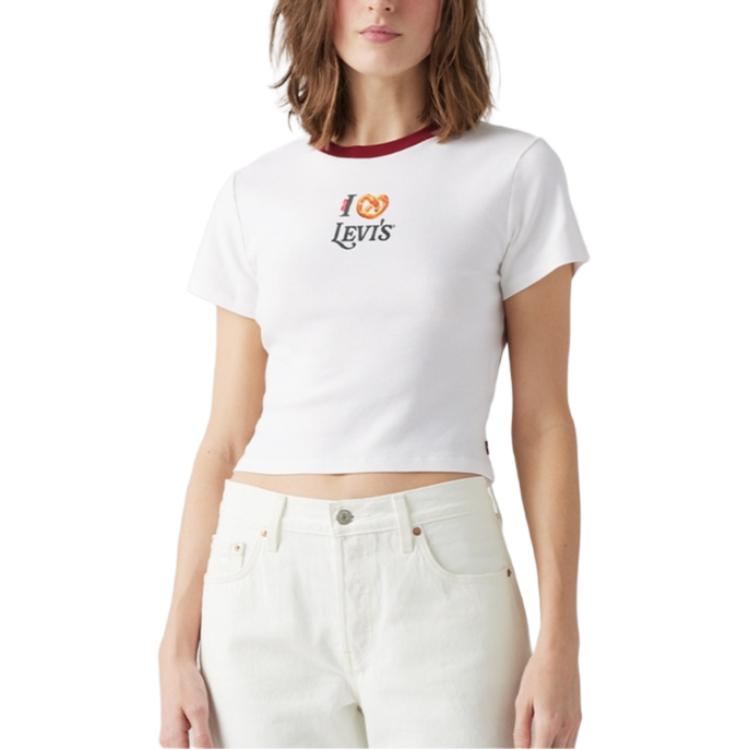 Levis Fruit Лимитированная Капсульная Коллекция Повседневная Удобная Универсальная Трикотажная Футболка с Круглым Вырезом и Коротким Рукавом Женские Футболки A8798-0075