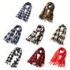 Women Winter Scarf Plaid Print Lightweight Soft Warm Scarf with Tassel Trim Cold Weather Imitation Cashmere Scarf