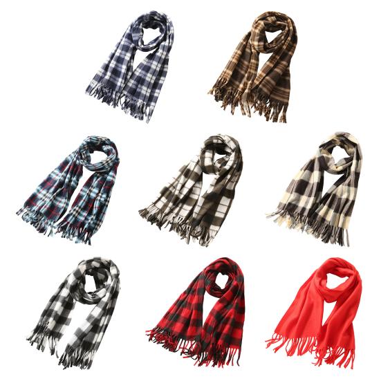 Women Winter Scarf Plaid Print Lightweight Soft Warm Scarf