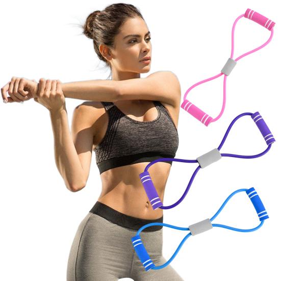 Portable Elastic Resistance Band with Anti-slip Handles for Shoulder, Back, and Body Strength Training and Stretching