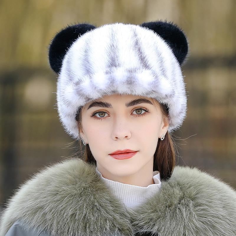 Mink Fur Hat Women's Winter Thickened Cute Cat Ear Hat Fashion Foreign Winter Cap