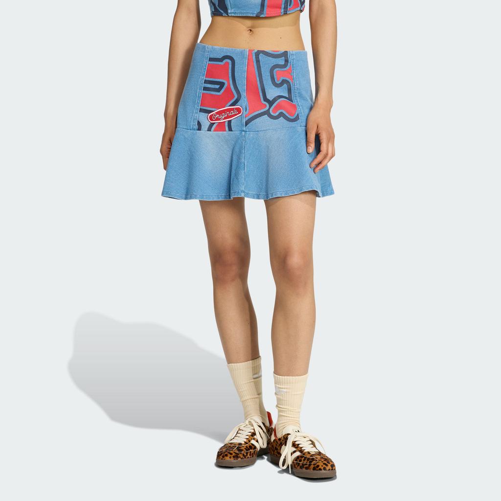 adidas Originals Осень/Зима 25 Графичные джинсовые мини-юбки Женские KC6274