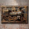 2d Flat 30*20cm, Vintage Train Themed Wooden Wall Hanging Decorative Sign and Plaque, for Home, Kitchen, Garden, Bedroom, Bar.