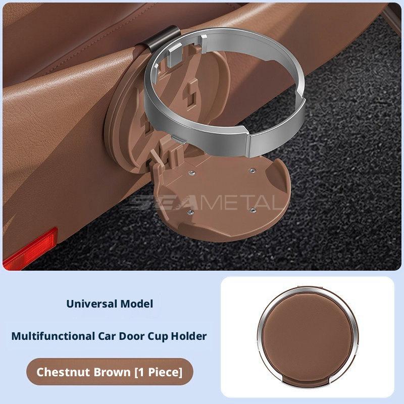 SEAMETAL Foldable Car Cup Holder Electroplated Auto Door Hanging Drink Holder Bottle Stand Space Saving Car Interior Accessories