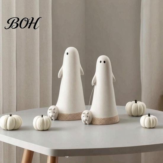 Artistic Resin Ghost Craft Dog Statue, Cute Walking Figurine, Spooky Halloween Party Table Centerpiece Decoration for Tabletop Mantel Shelf