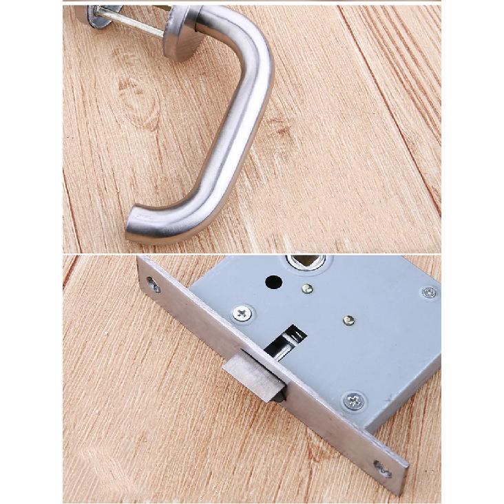 Stainless Steel Round Tube Handle Door Lock Fire Exit Fire Door Lockset Store Entrance Door Lock Home Balcony Door Lock Hardware