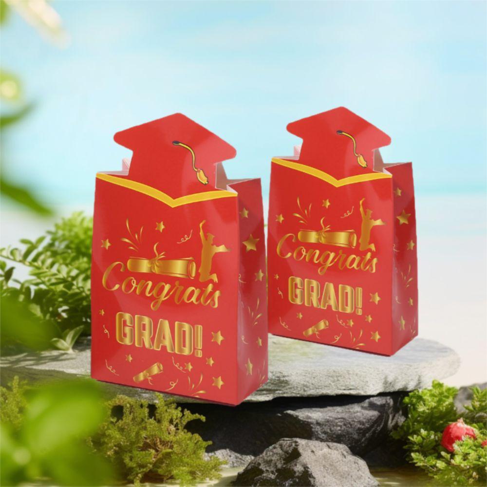 20pcs Paper Material Doctoral Cap Box Congrats Grad Candy Gift Bag Chocolate Box Party Decorations