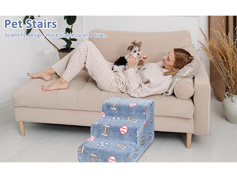 Светящаяся рампа для питомца: Губчатые ступеньки для маленьких собак - Наклонный диван-кровать Teddy