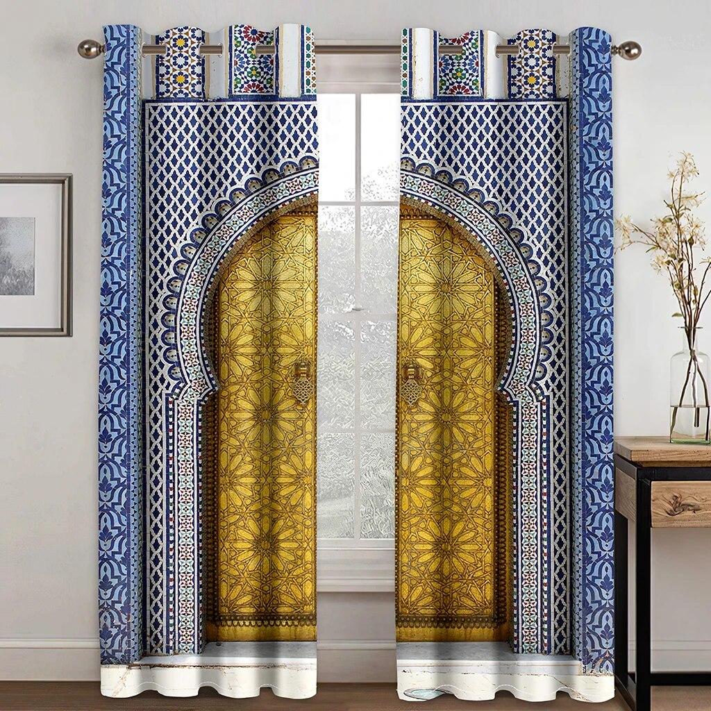 Luxury Doors Yellow Doorknob Ornamental Carved Free Shipping 2 Pieces Thick Curtains For Living Room Bedroom Window Drape Decor