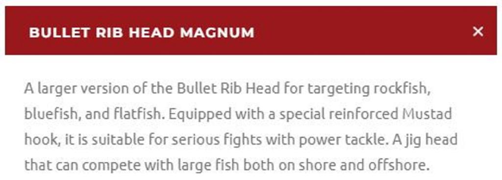 Xesta Джиг-головка Bullet Rib Magnum 250 грамм Размер 10/0 (2011)