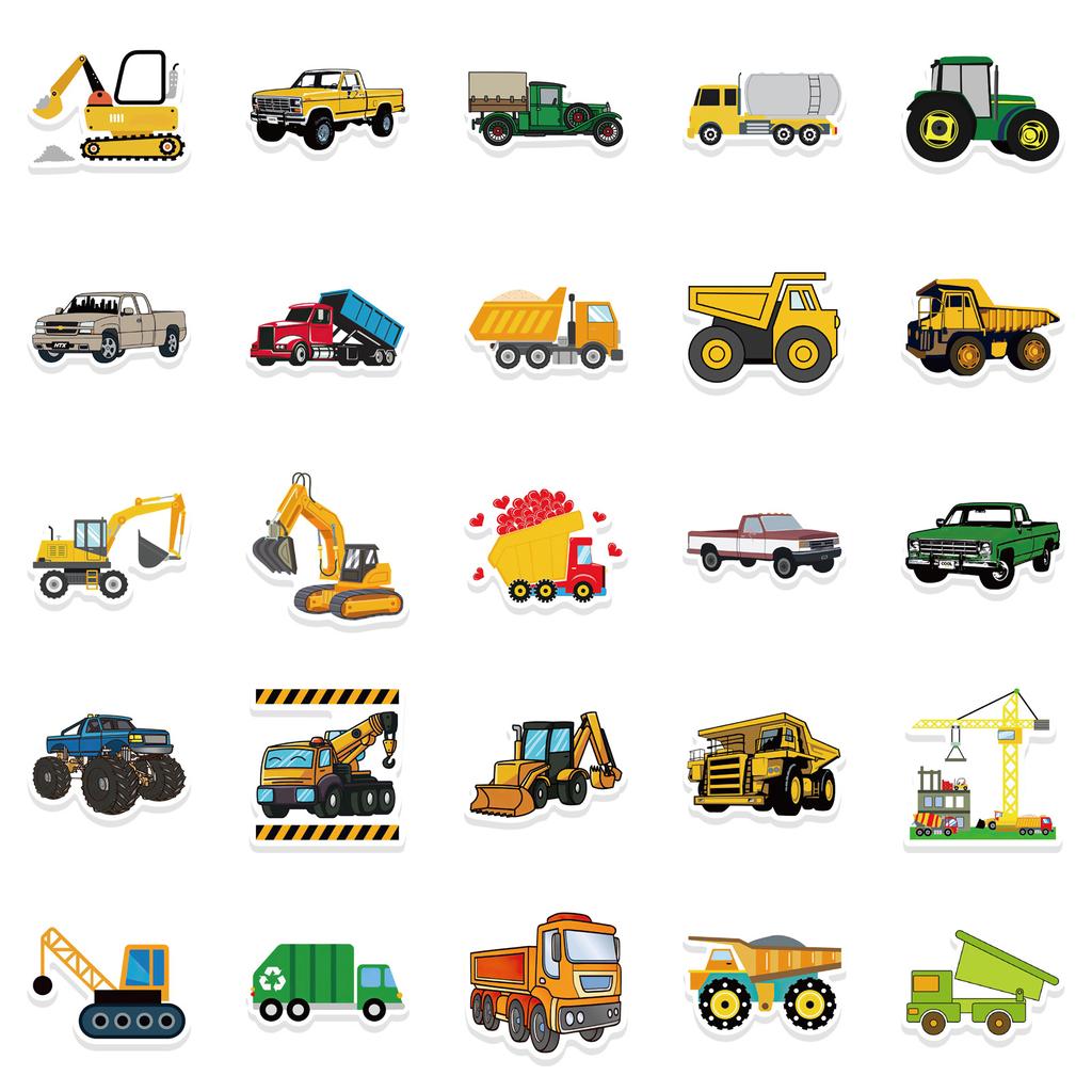 50 Мультяшные Наклейки Граффити Инженерная Машина Грузовик Декоративные Чемодан Блокнот Водонепроницаемые Детские Игрушки Наклейки