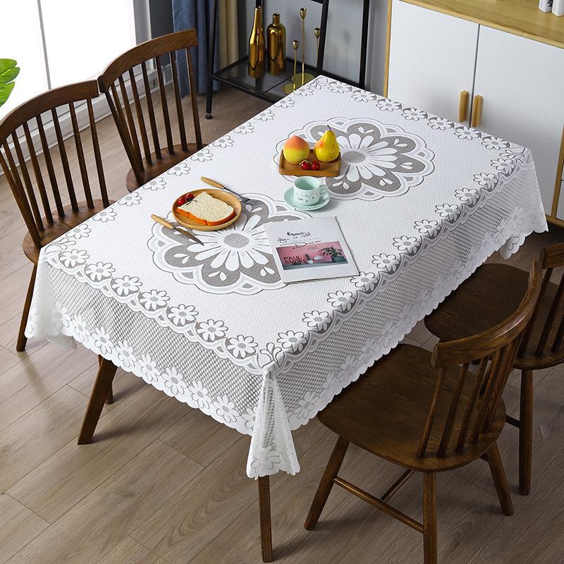 Элегантный белый кружевной квадратный обеденный стол и стулья 2022 года с ковриком