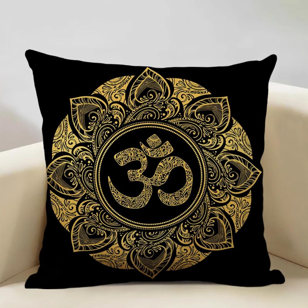 Mandala Sofa Decorative Throw Pillow Case, Hamsa Cushion Cover, Home Living Room Pillow Cover, 45x45cm