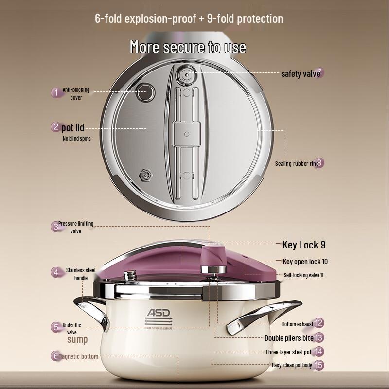 ASD 316L Stainless Steel Pressure Cooker - 22cm