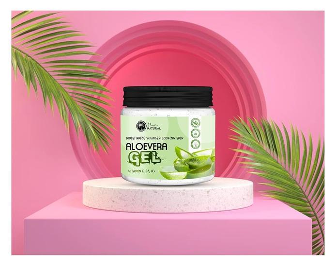 Гель алоэ вера для лица и кожи Plum Natural Organic, 400 г - Гель для лица для сияющей кожи, увлажняющий и успокаивающий