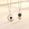 Original Aerospace Rabbit Couple Necklace Niche Personality Star Moon Rabbit Glazed Stone Pendant Girls Gift