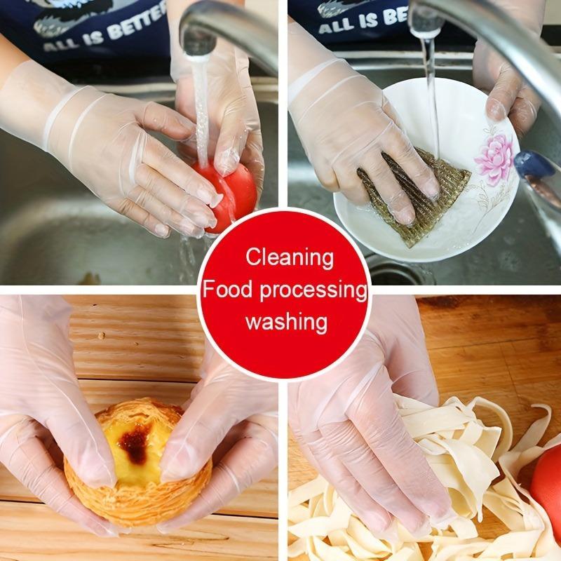 Premium TPE Disposable Gloves-Thick, Transparent & Food Grade for Kitchen, Clean, Baking & Beauty Salons-Waterproof, Latex-Free