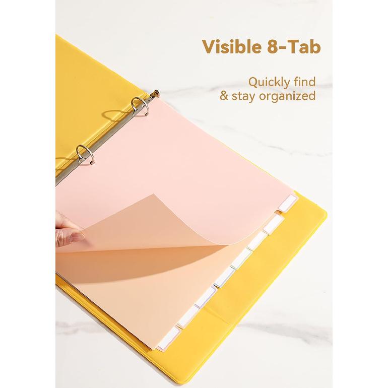 24 Plastic Binder Dividers with 8 Tabs – 3 Sets of Pastel Dividers for 3 Ring Binder, with Colorful Stickers, Letter Size