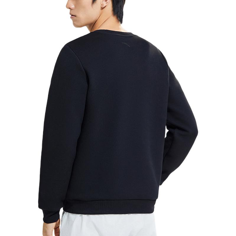 Anta Пуловер с круглым вырезом и принтом логотипа, мужские топы, базовый черный 152317727-4