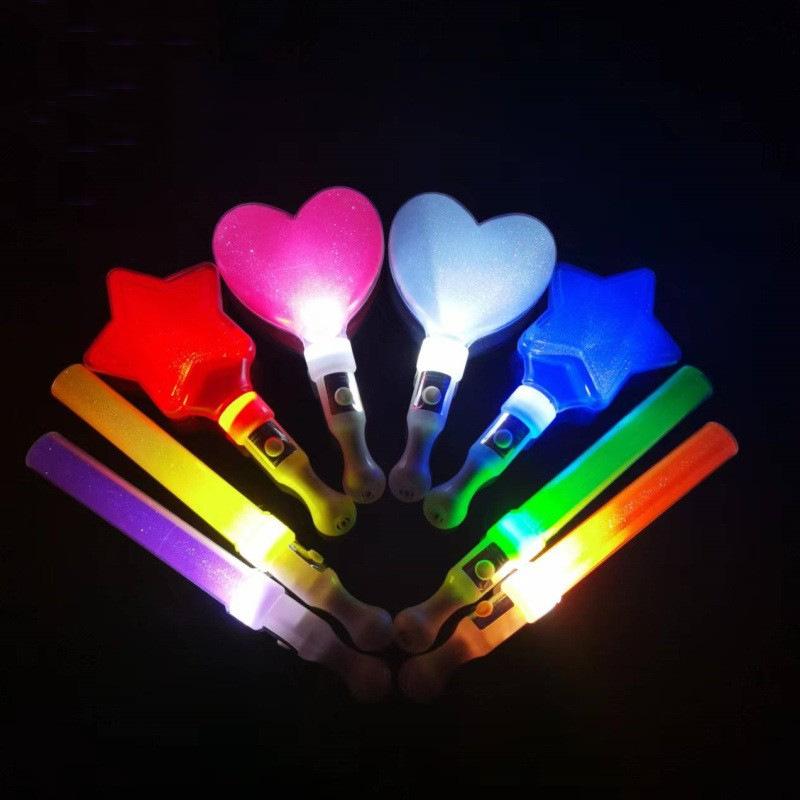 LED Stick Support Star Stick Heart Fluorescent Sticks Birthday Concert Party Glow Sticks Handheld Flashing Rod Idol Support Tool