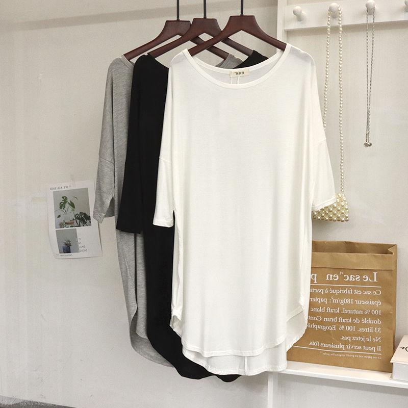 Women's Modal Irregular Short-Sleeve Tunic - Lightweight, Loose Fit for Spring/Summer, with Sun Protection