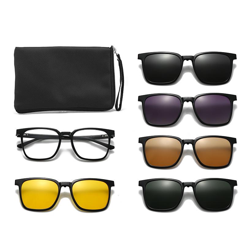 Оправы для очков от близорукости TR90 с магнитными клипсами-поляризованными солнцезащитными очками для мужчин и женщин