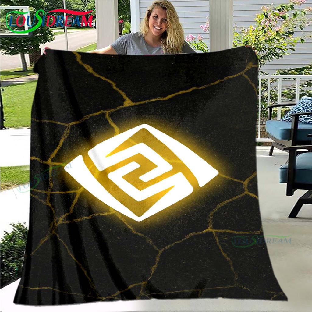 Горячий плед с узором рун Genshin Impact, тонкий фланелевый плед, портативный плед для дома, путешествий, офиса, на обеденный перерыв, подарок на день рождения