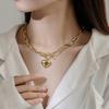 Женское ожерелье, полая цепочка, кулон, преувеличенное полированное чистое цветное сердце, легкое колье для клубной вечеринки